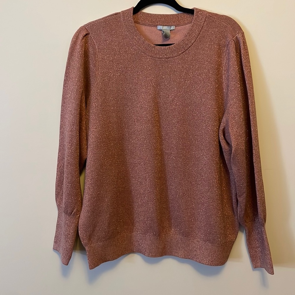 Knit sweater with voluminous sleeves